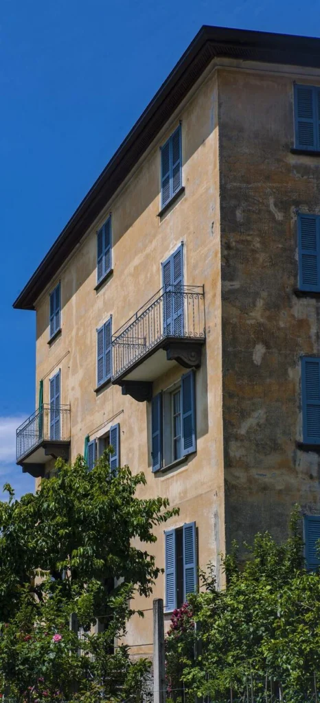 Balconies and window openings on a residential building elevation